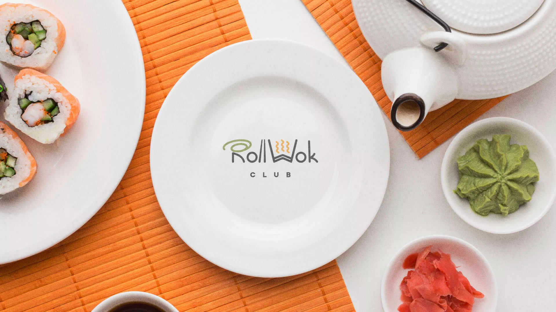 Разработка логотипа и фирменного стиля в Приволжске для суши-бара «Roll Wok Club»